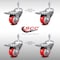 Service Caster 3.5 Inch SS Red Poly Swivel 3/8 Inch Threaded Stem Caster Set Total Lock Brake SCC-SSTSTTL20S3514-PPUB-RED-381615-4 - alternate 3